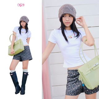 Áo thun OLV babytee thêu White Cotton Babytee phù hợp mùa hè đi chơi