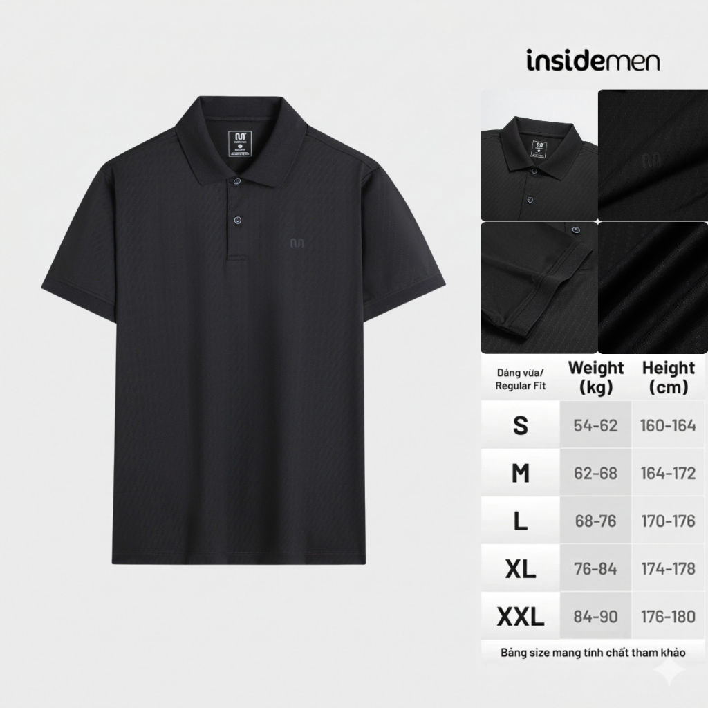 Áo Polo Nam Insidemen Regular Fit vải Polyamide thoáng khí, mềm mịn IPS172AS2