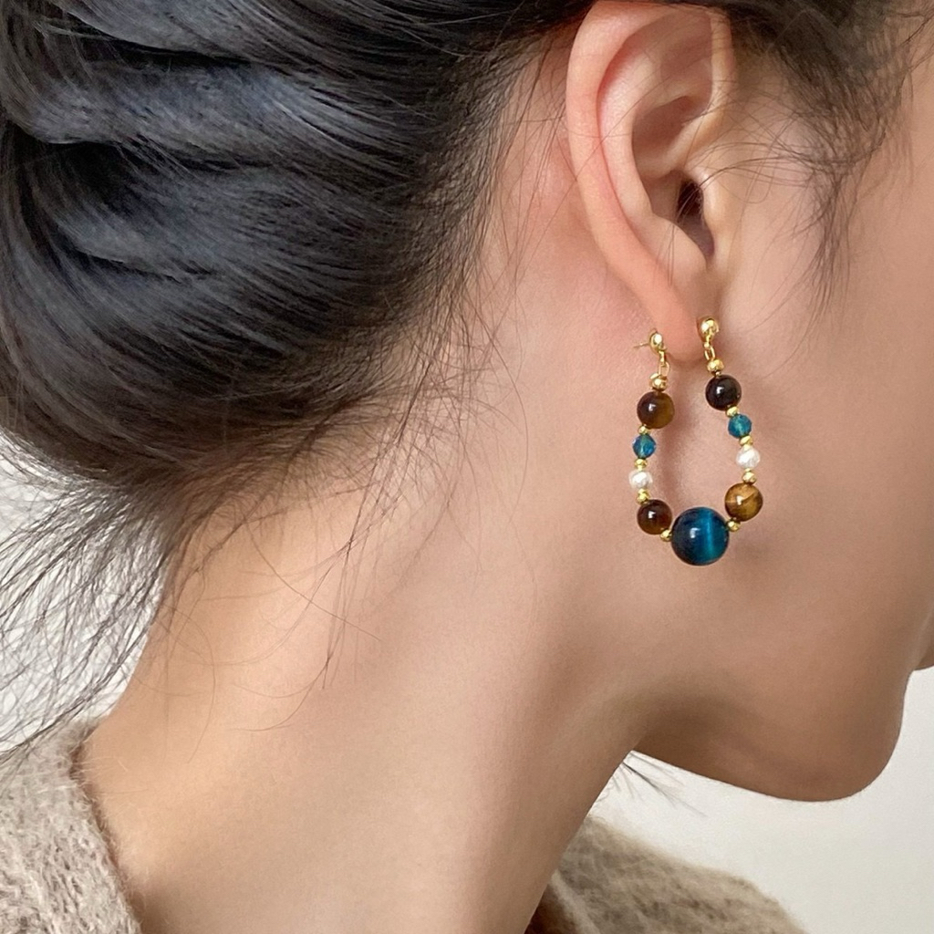 Bông Tai Wogang Bản Đá Xanh Boho Girl Phối Đặc Biệt