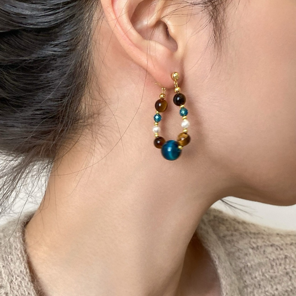 Bông Tai Wogang Bản Đá Xanh Boho Girl Phối Đặc Biệt