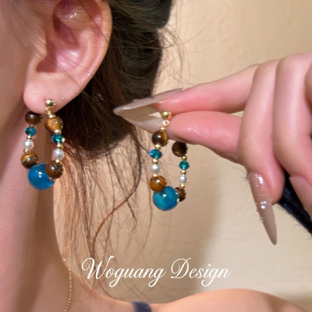 Bông Tai Wogang Bản Đá Xanh Boho Girl Phối Đặc Biệt