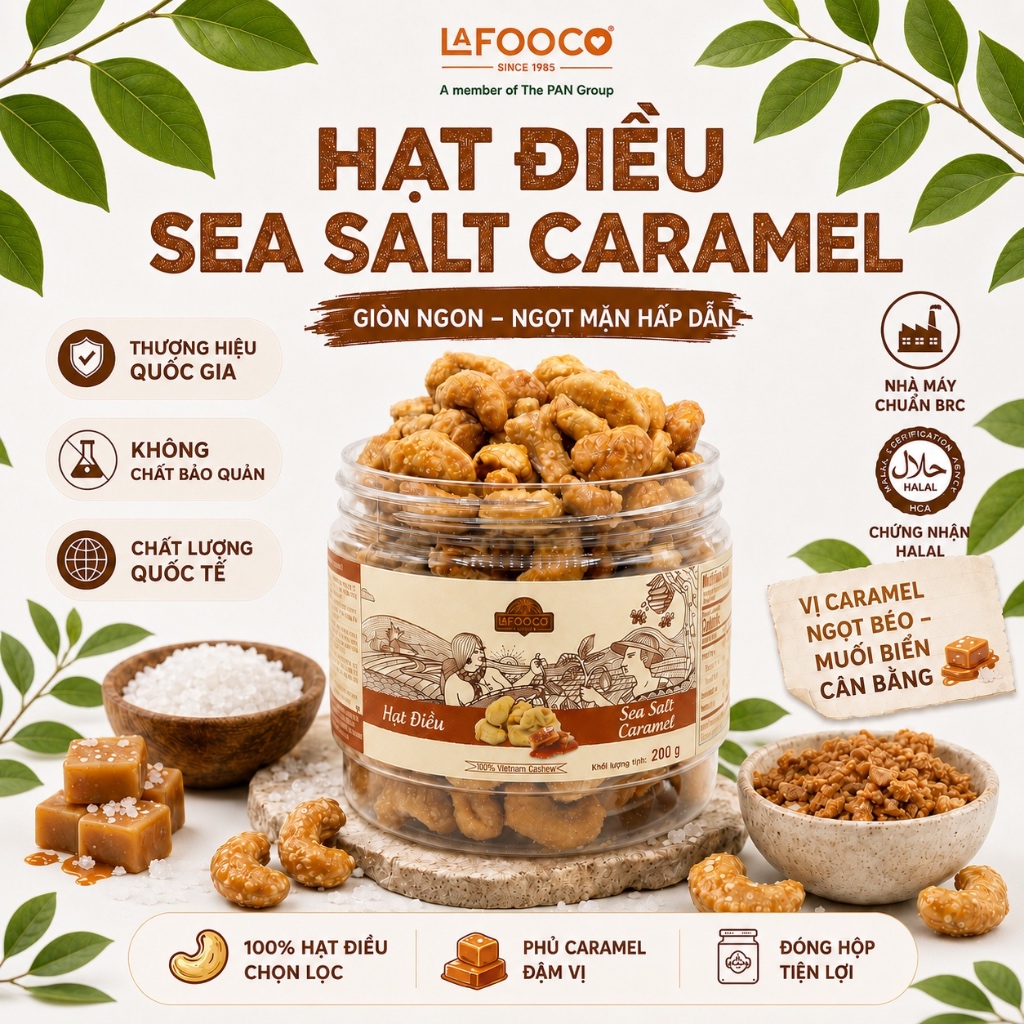 Hạt điều caramen muối sea salt caramel LAFOOCO hủ 200g