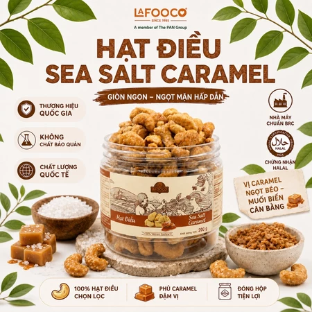 Hạt điều caramen muối sea salt caramel LAFOOCO hủ 200g