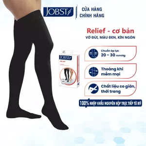 Vớ Y Khoa Đùi Silicone JOBST Relief - Kín Ngón, Màu Đen, Chuẩn Áp Lực 20-30mmHg