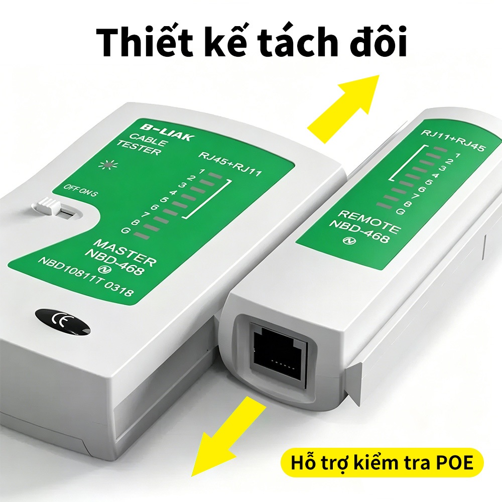 Máy Dò Dây Mạng RJ45 RJ11 Bộ Test Mạng Tìm Dây Kiểm Tra Thông Mạch Kèm Bút Soi Quang 10mW