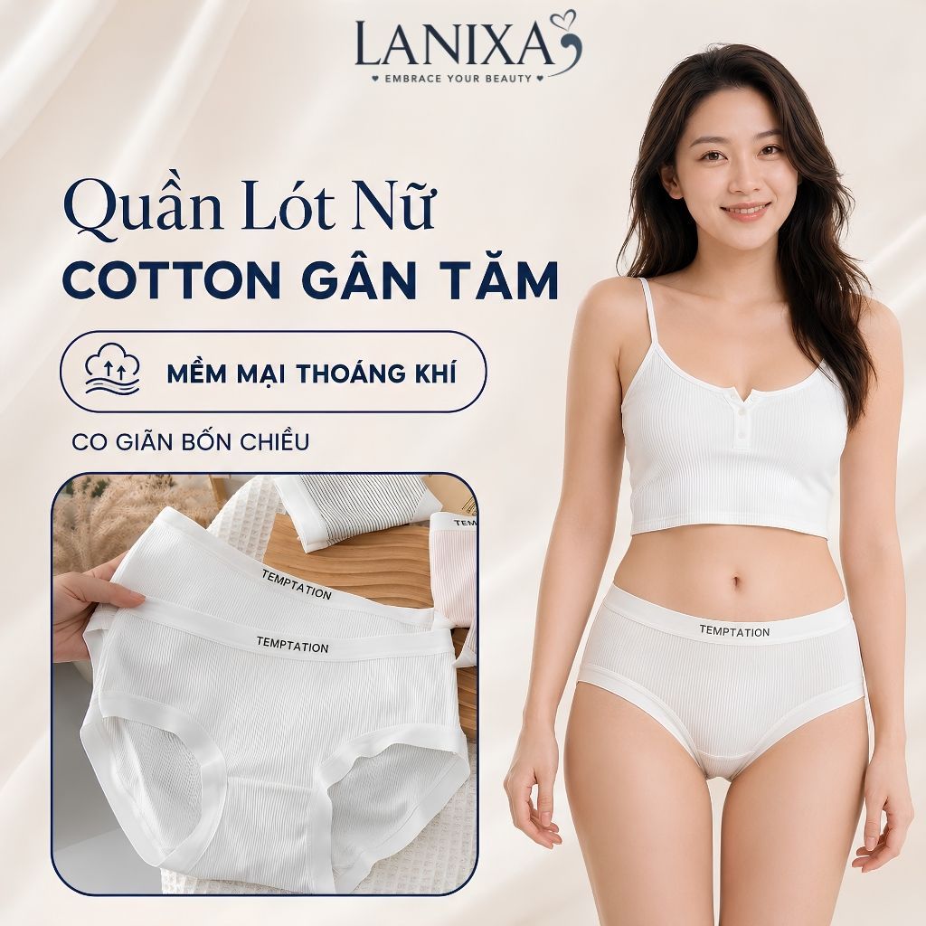 [Hỏa Tốc] Quần lót nữ cotton thun lạnh mềm mại thoáng mát, đáy 2 lớp kháng khuẩn khử mùi LANIXA LY08