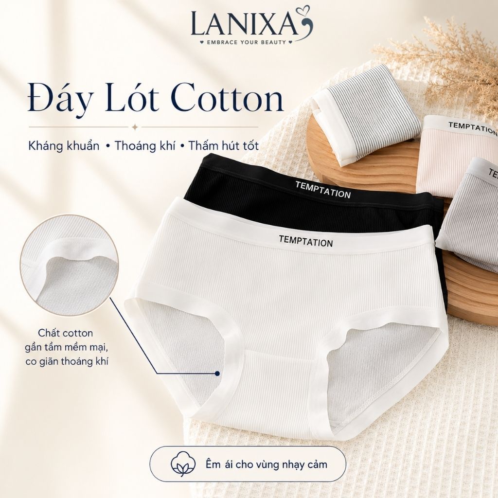 [Hỏa Tốc] Quần lót nữ cotton thun lạnh mềm mại thoáng mát, đáy 2 lớp kháng khuẩn khử mùi LANIXA LY08
