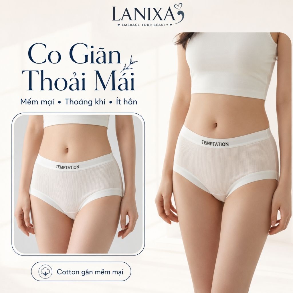 [Hỏa Tốc] Quần lót nữ cotton thun lạnh mềm mại thoáng mát, đáy 2 lớp kháng khuẩn khử mùi LANIXA LY08