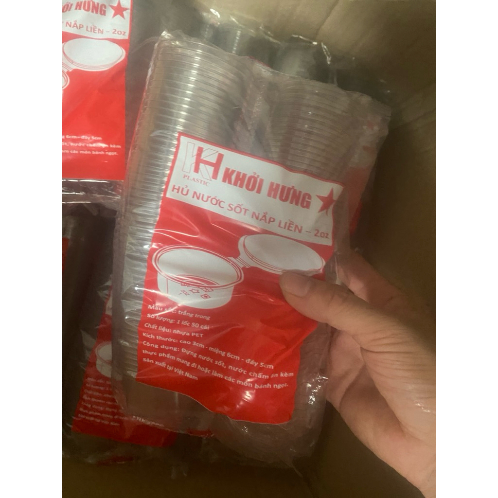 Combo 50 Hũ kèm nắp 2oz-60mlđựng topping mang đi dùng một lần