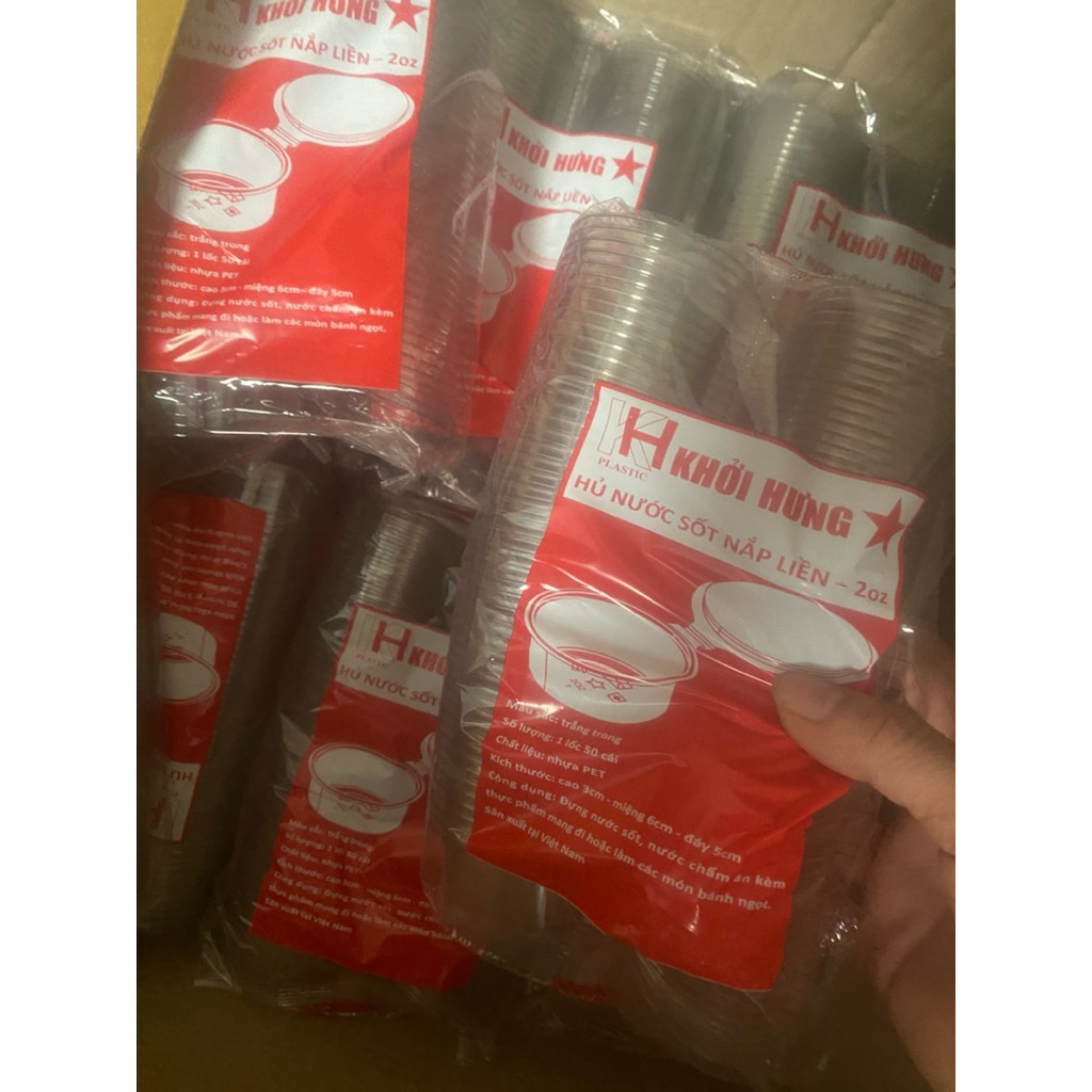 Combo 50 Hũ kèm nắp 2oz-60mlđựng topping mang đi dùng một lần
