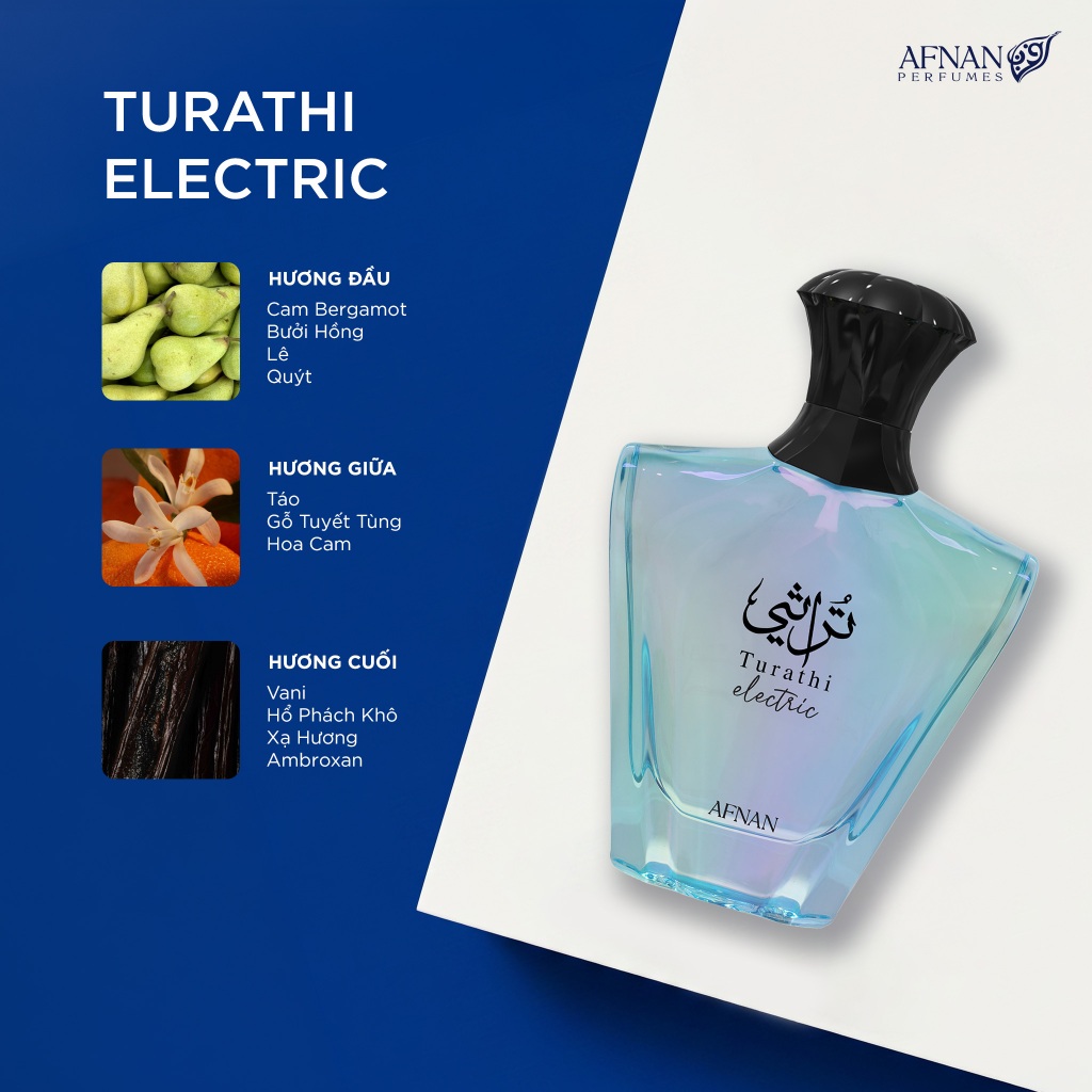 Nước hoa Unisex Afnan Turathi Electric EDP 90ml - Nốt Hương Tươi Sáng, Năng Động | BigBuy360 - bigbuy360.vn