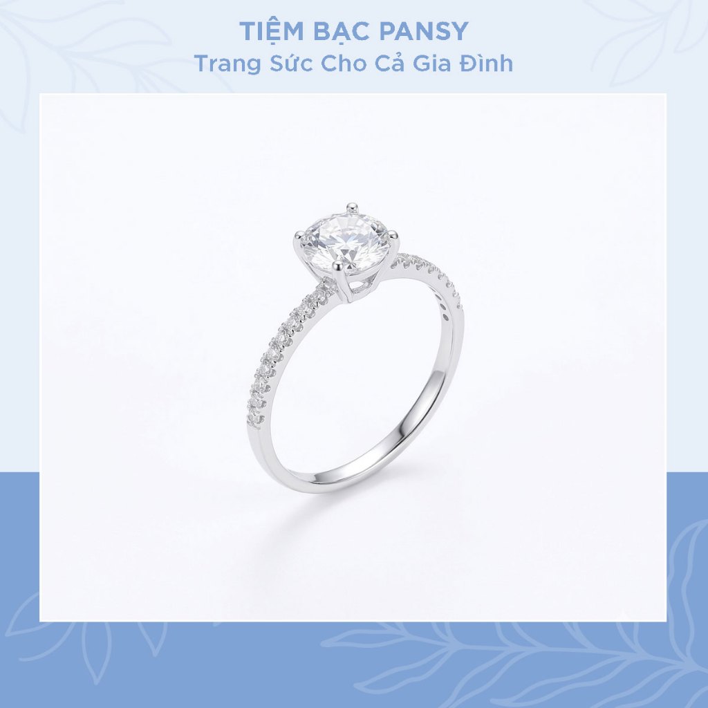 Nhẫn bạc nữ PANSY Jasmine Prince nạm đá sang trọng, tinh tế chuẩn bạc ta
