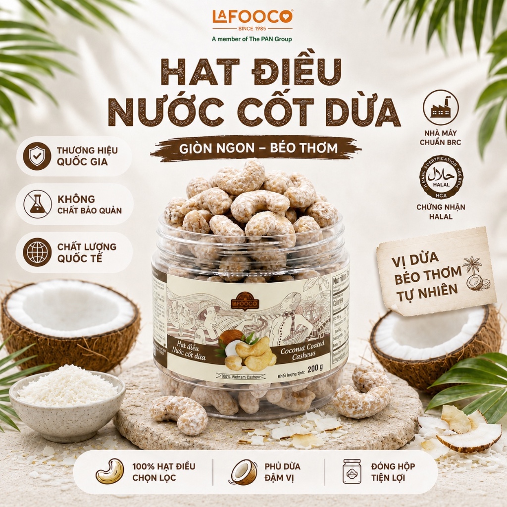 Hạt điều LAFOOCO nước cốt dừa 200g/ hũ