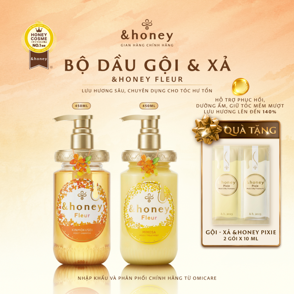 Bộ Dầu Gội Xả Dưỡng Ẩm Hương Hoa Mộc Vàng &Honey Fleur
