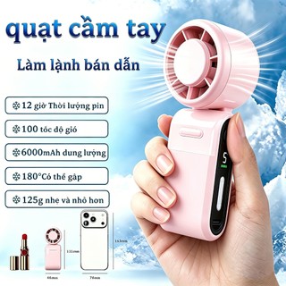 Quạt cầm tay mini làm lạnh bán dẫn gấp gọn 135 độ pin sạc USB di động gió mạnh cho học sinh đi chơi văn phòng