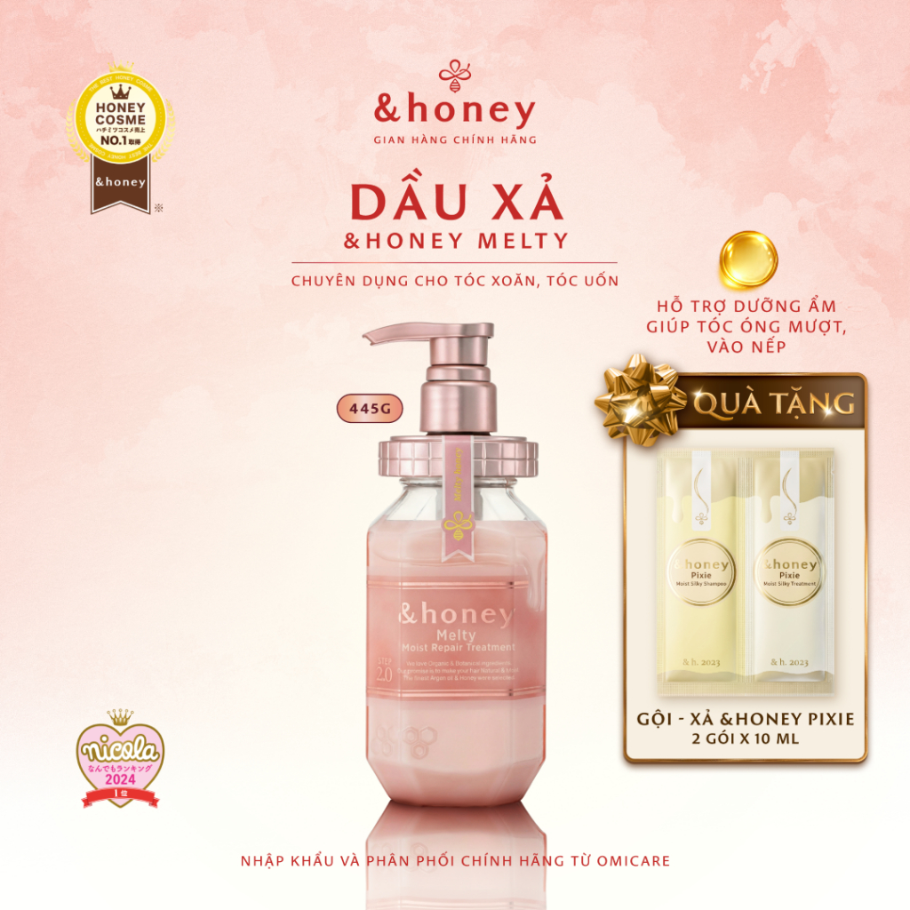 Dầu Xả &HONEY MELTY MOIST Phục Hồi Dưỡng Tóc Suôn Mượt Vào Nếp