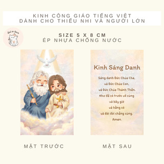 [KatinTown - Hàng Thiết Kế] Kinh Công Giáo - Thẻ Kinh Sáng Danh Song Ngữ Nhỏ Gọn - In 2 Mặt Ép Plastic