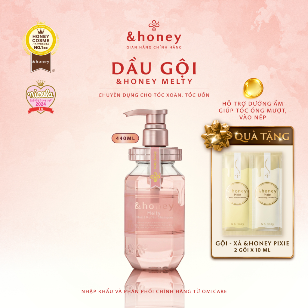 Dầu Gội &HONEY MELTY MOIST Phục Hồi Dưỡng Tóc Suôn Mượt Vào Nếp