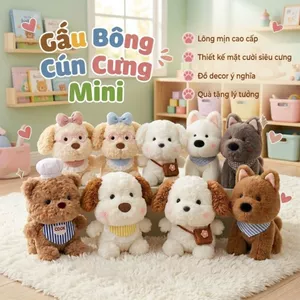 Gấu Bông Con Chó, Cún Mini Nhiều Mẫu Đáng Yêu, Thú Nhồi Bông Hình Chó Cún 25CM Cao Cấp Quà Tặng Cho Bé