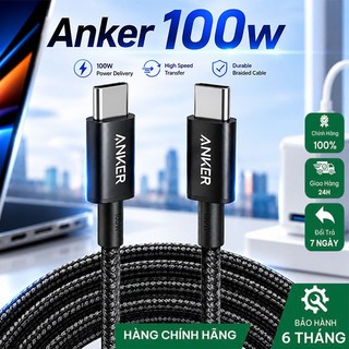 Cáp sạc Anker 100W C to C, chip E-Market dài 1m-1.8m bọc dù siêu đẹp !