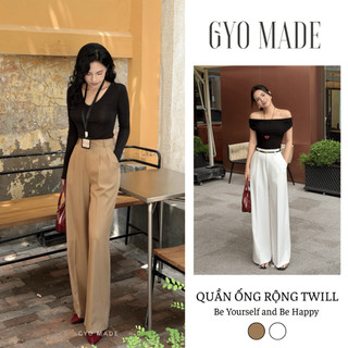 [NEW] Quần ống rộng nữ cạp cao GYOMADE® màu nâu coffee, chất Twill cao cấp tôn dáng | GQ003BR