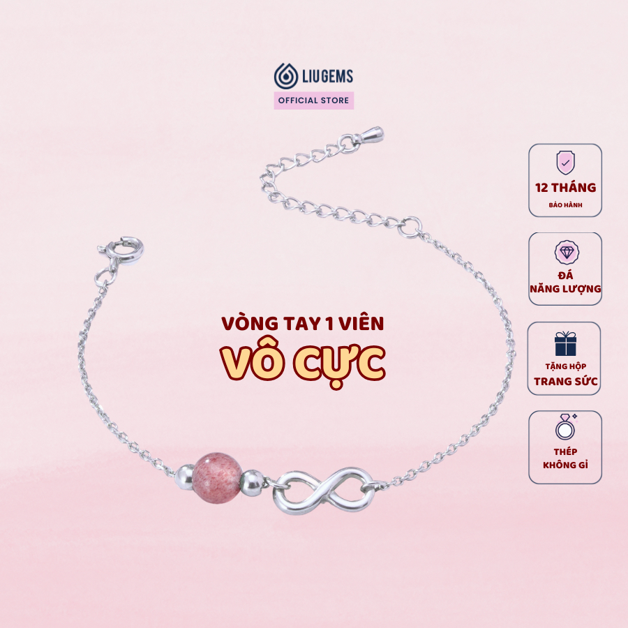 Lắc Tay Thép Vô Cực Liugems Vòng Không Gỉ Cao Cấp Mix Đá Phong Thuỷ Natural Tinh Tế Dễ Thương, VC VT09