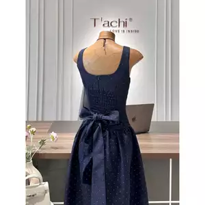 ĐẦM 2 DÂY CHẤM BI CỘT NƠ, ĐẦM NỮ TIỂU THƯ HÀN QUỐC HOT TREND | MEOINDAHOUSE