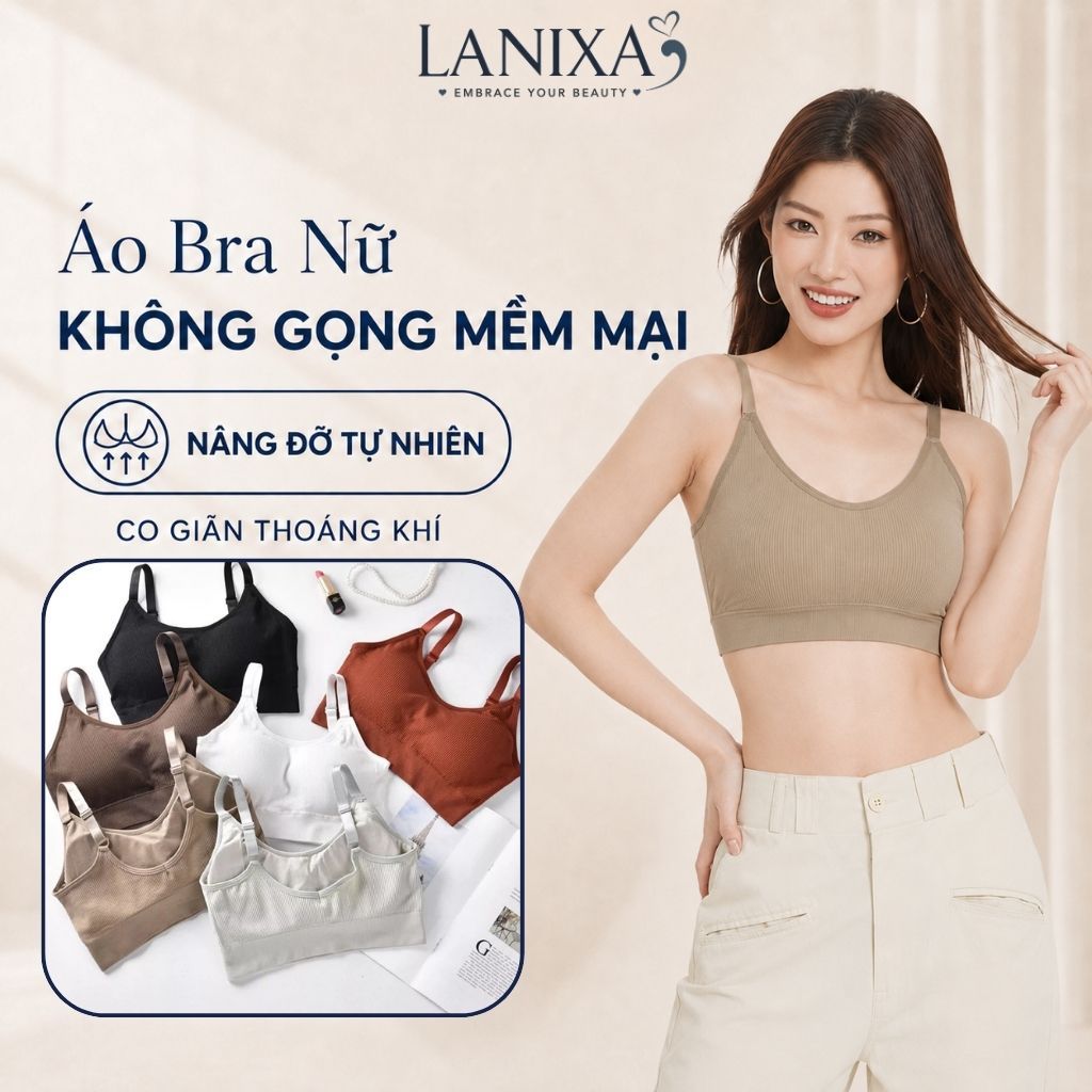 Áo bra nữ tập gym thể thao đệm mút sẵn mỏng nhẹ ôm ngực chất cotton gân tăm thấm hút LANIXA B1182