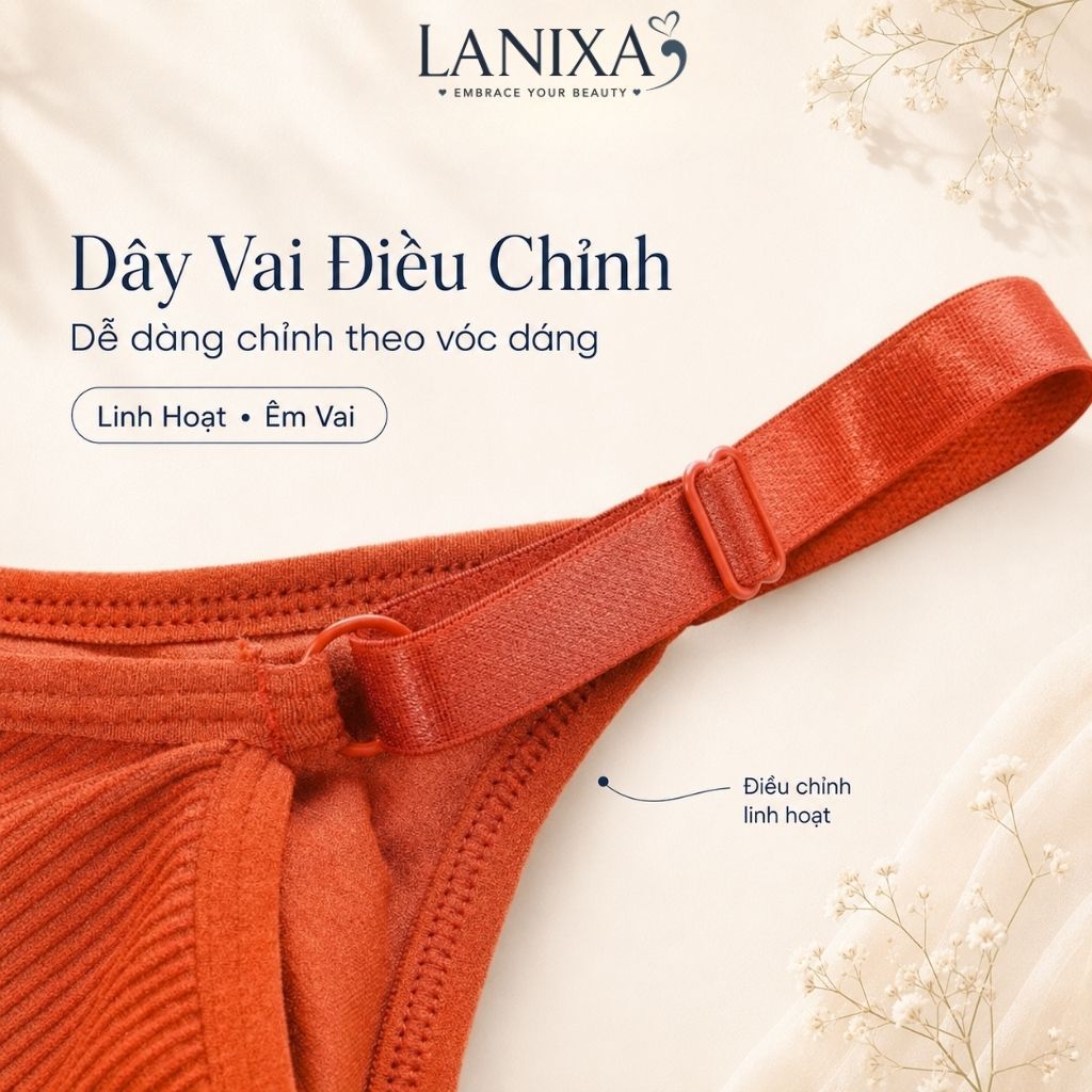 Áo bra nữ tập gym thể thao đệm mút sẵn mỏng nhẹ ôm ngực chất cotton gân tăm thấm hút LANIXA B1182