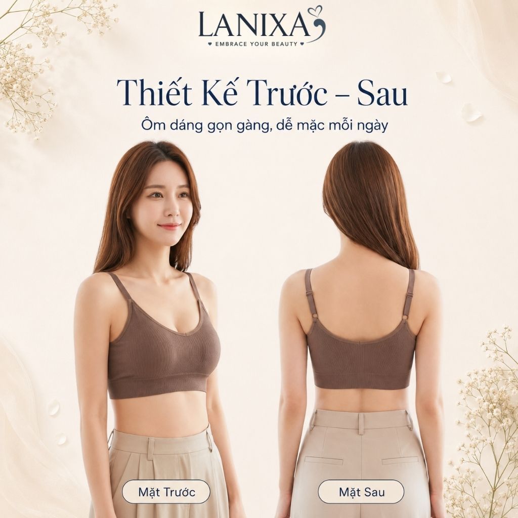 Áo bra nữ tập gym thể thao đệm mút sẵn mỏng nhẹ ôm ngực chất cotton gân tăm thấm hút LANIXA B1182
