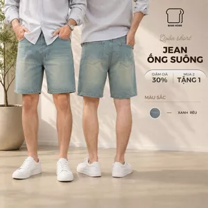 Quần short nam RETRO JEANS BAMI HOME BM, chất liệu jeans cotton thoáng khí, form trên gối QJ08