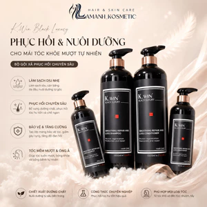 Cặp Dầu Gội Xả K.win Black Luxury 650ml/1000ml | Dưỡng Tóc Mềm Mượt, Hỗ Trợ Phục Hồi Tóc Khô Xơ.