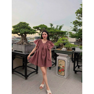 Váy Xuông Kẻ Đỏ Cánh Tiên KAB