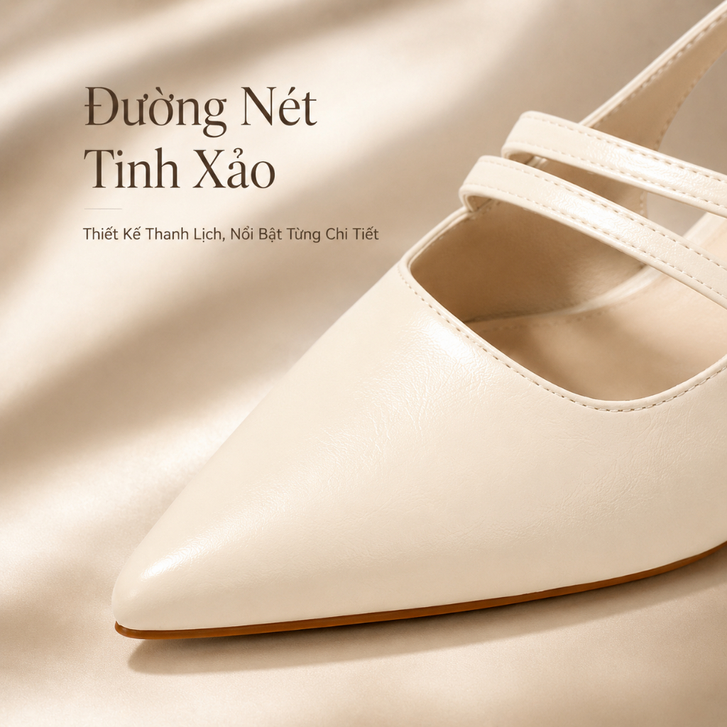 IKUNKA Giày cao gót nữ 4cm Sục Nữ Mũi Nhọn Phối Khoá Chéo 2p Da Mềm Hàng Cao Cấp Full Hộp LV52