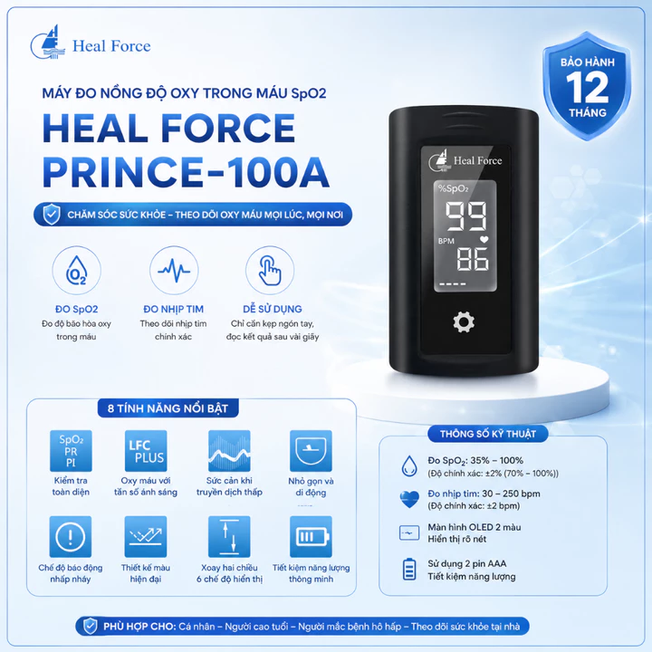 Máy Đo Nồng Độ Oxy Trong Máu SpO2 Heal Force Prince-100A | Chính Hãng Siêu Thị Y Tế