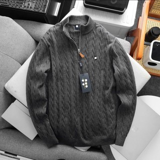 Áo Len nam dệt thừng 1/4 dây kéo form suông Hàn Quốc giữ ấm thu đông , bigsize 105k - Vargo