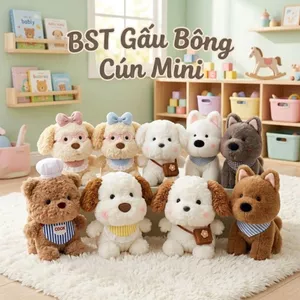 Bộ Sưu Tập Gấu Bông Cún Chó Con Mini Đáng Yêu, Cún Chó Bông Lông Mềm Mại Kèm Nhiều Phụ Kiện Quà Tặng Đáng Yêu Cho Bé