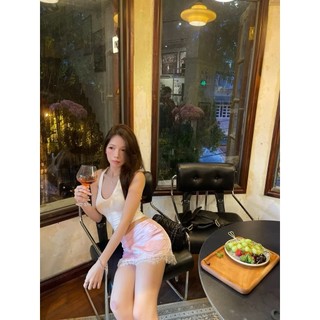 Chân váy lụa phối ren, chân váy lụa dáng ngắn chất lụa ngọc trai cao cấp CÓ QUẦN BẢO HỘ-EG04