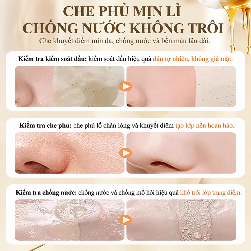 Kem nền dạng thỏi che khuyết, có kem che khuyết điểm và cọ tán nền, che khuyết điểm, kiềm dầu, tăng sáng da