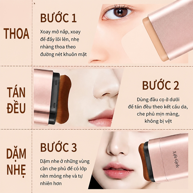 Kem nền dạng thỏi, Siêu che phủ, Kiểm soát nhờn, Đầu cọ tích hợp, Stick Foundation SPF50+/PA+++ 13.5g