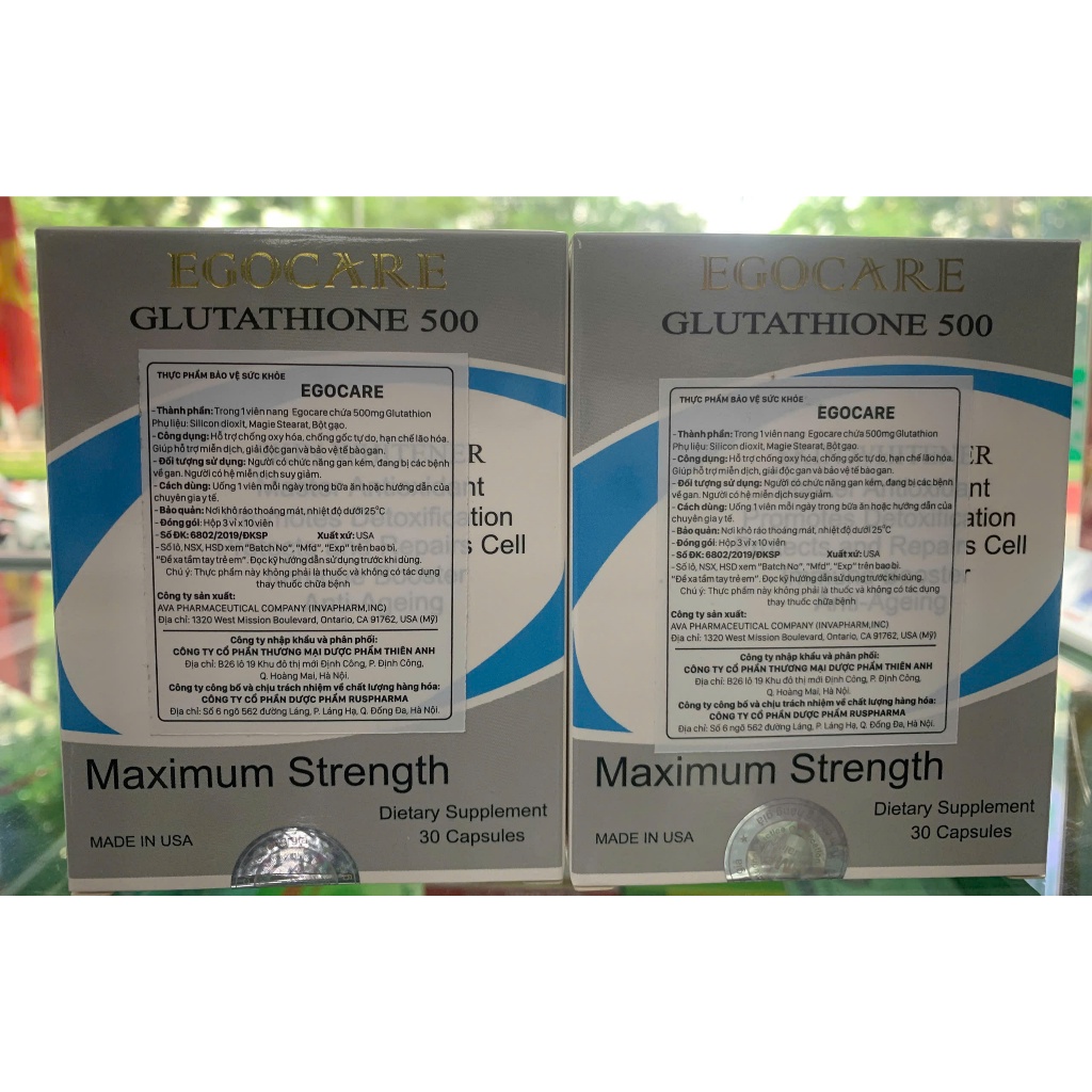 EGOCARE Glutathion 500 viên uống hỗ trợ chống oxy hóa, tăng cường miễn dịch, giải độc gan và bảo vệ tế bào gan
