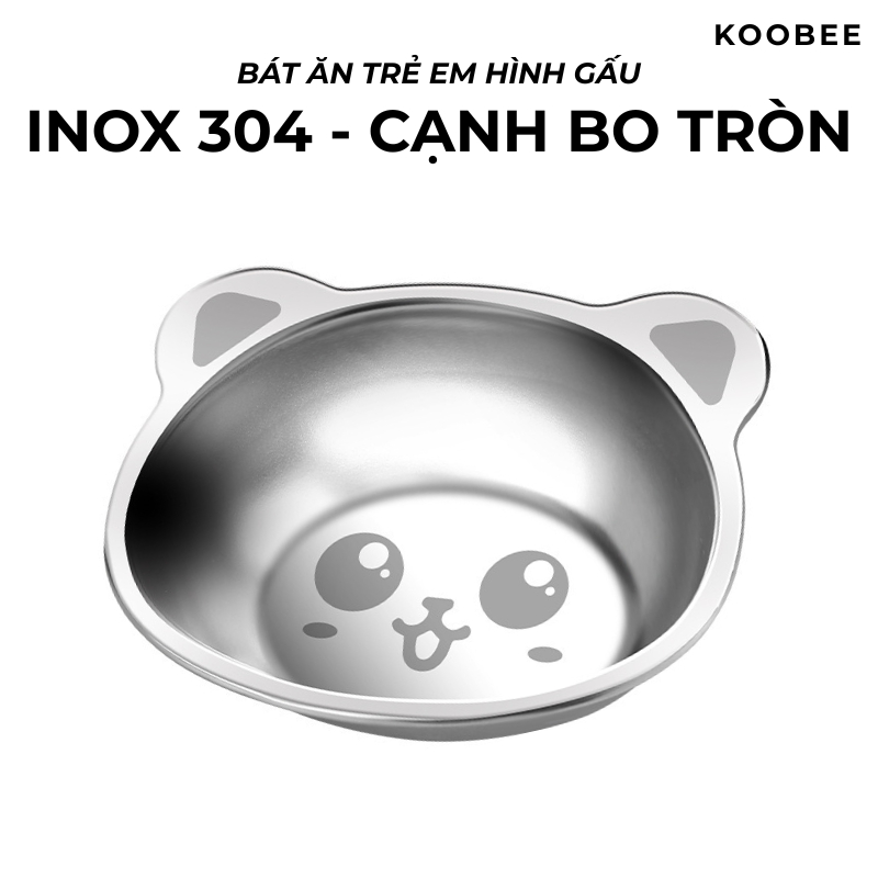 Bát Ăn Dặm Inox 304 KOOBEE Hình Gấu Dễ Thương Cho Bé Chất Liệu Cao Cấp An Toàn | 126