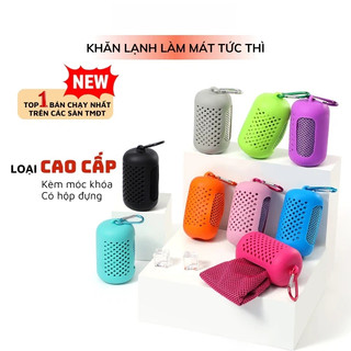 (TX)Khăn Lạnh Thể Thao Kèm Túi Treo Silicone Tiện Dụng Làm Mát Lạnh Tức Thì Tập Gym Yoga Chạy Bộ