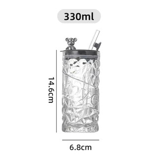 Ly Cốc Thủy Tinh Đẹp Có Nắp Home Max, Kèm Ống Hút, Ly Uống Nước Cao Cấp, Dùng Hằng Ngày