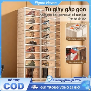 Tủ Kệ Đựng Giày Trong Suốt Gấp Gọn, Hít Nam Châm Kín Bụi, Tủ Giày Nhiều Tầng Chất Liệu Nhựa Dày Dặn