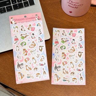 Little Stationery | Sticker Mèo Cute Vintage Trang Trí Sổ Tay Journal Scrapbook DIY
