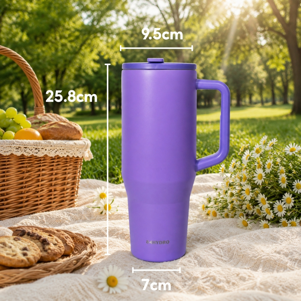 Ly giữ nhiệt lõi tráng sứ 84T1200C Lavender, inox304, dung tích lớn 1200ml, khắc tên theo yêu cầu