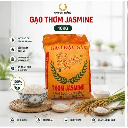 10kg gạo thơm jasmine dẻo vừa mềm cơm