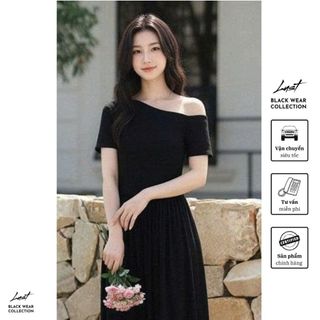 Váy ĐenThiết Kế Lệch Vai Sang Chảnh Điệu Đà LUST Đầm Dáng Dài Mặc Đi Chơi Đi Dự Tiệc Xinh Xắn PTA50