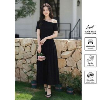 Váy ĐenThiết Kế Lệch Vai Sang Chảnh Điệu Đà LUST Đầm Dáng Dài Mặc Đi Chơi Đi Dự Tiệc Xinh Xắn PTA50